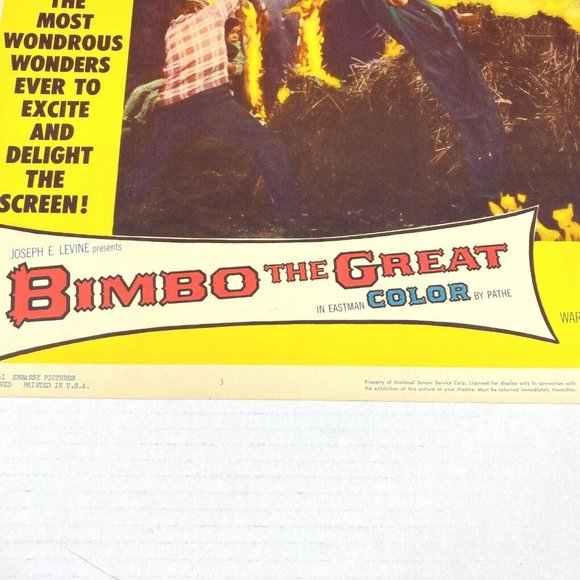 Set of 3 Bimbo the GREAT 1961 Warner Bros Lobby Card Movie Circus Claus Holm - Picture 10 of 12